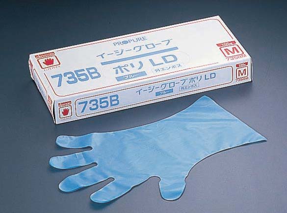 イージーグローブ 指先ぴったり ブルー №７３５Ｂ Ｓ（１００枚入）