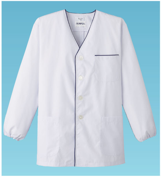 男性用デザイン白衣・長袖 ＦＡ－３７５ Ｓ （ホワイト）