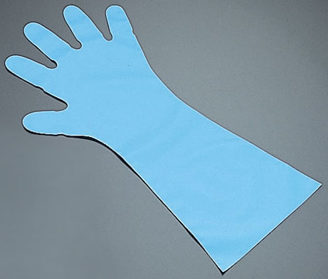 エンボス手袋 五本絞り ロング＃５０ ブルー Ｌ （１袋５０枚入）